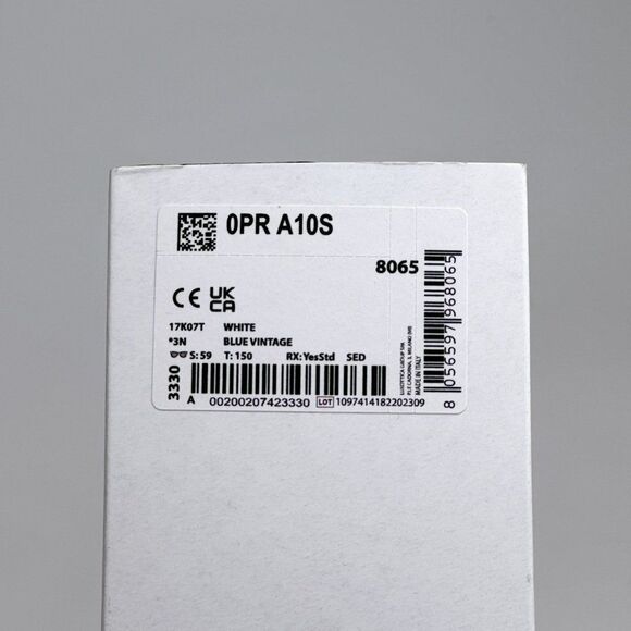 NEW Prada PRA10S 17K07T White Blue Vintage Rectangle Unisex Sunglasses PR A10S - Picture 11 of 11